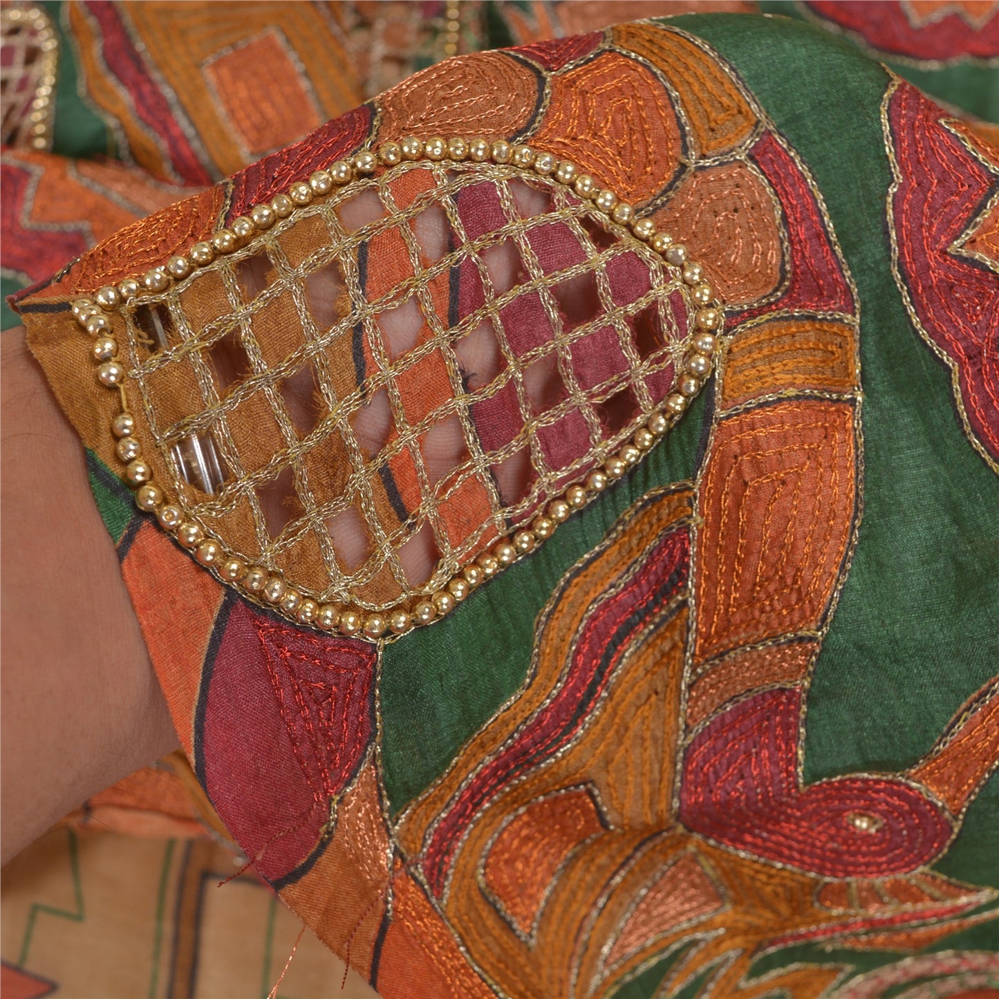 Sanskriti Vintage Indian Sarees 100% Pure Silk Hand Beaded Premium Sari Sustainable Fabric