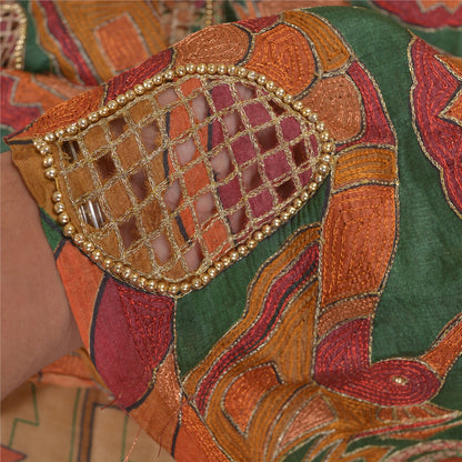 Sanskriti Vintage Indian Sarees 100% Pure Silk Hand Beaded Premium Sari Sustainable Fabric