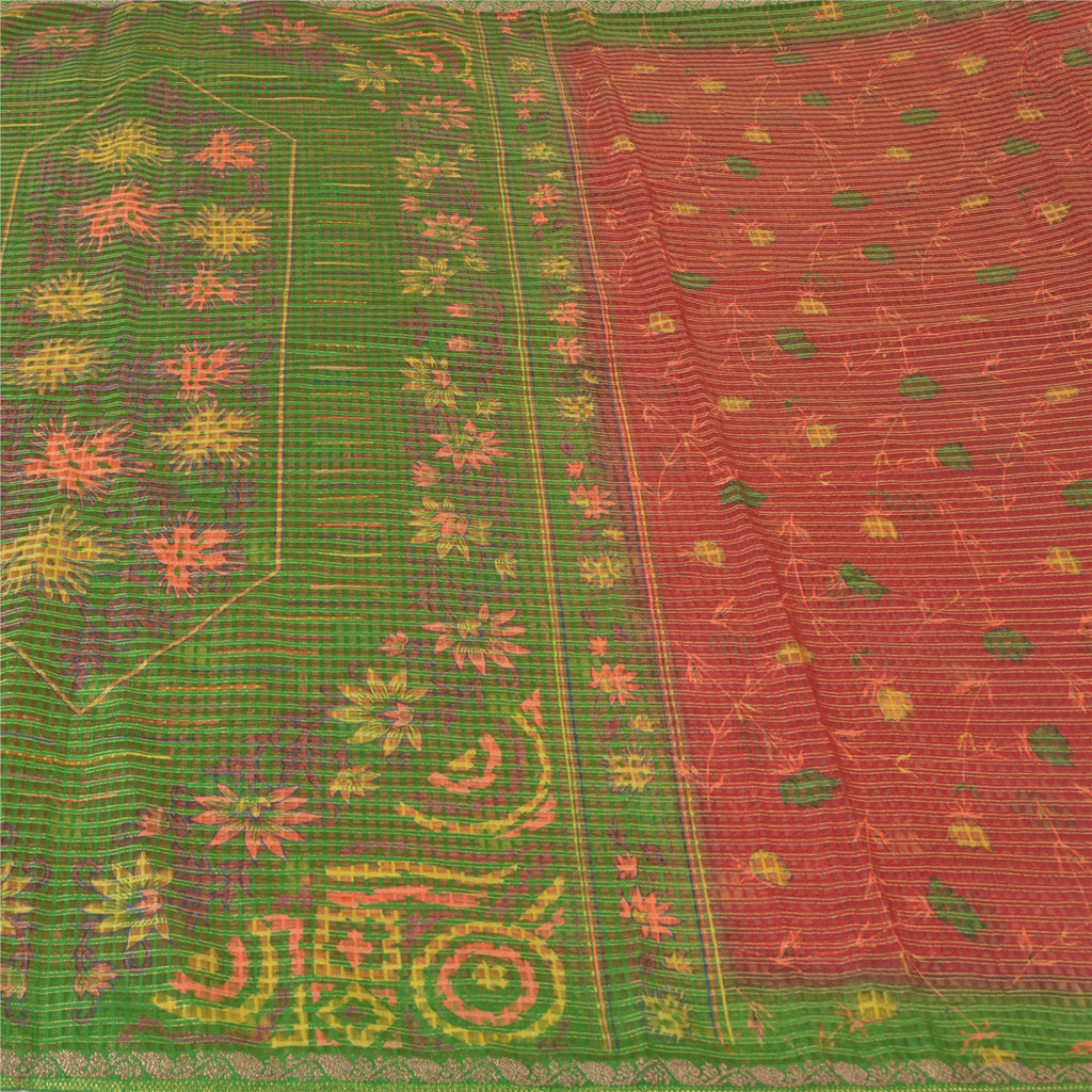 Sanskriti Vintage Dark Red Sarees Art Silk Hand Beaded Premium Sari Craft Sustainable Fabric