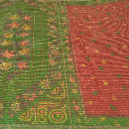 Sanskriti Vintage Dark Red Sarees Art Silk Hand Beaded Premium Sari Craft Sustainable Fabric