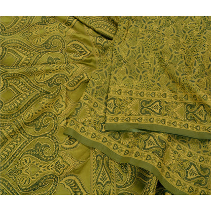 Sanskriti Vintage Green Sarees Art Silk Woven Premium Sari Craft 5 Yard Sustainable Fabric