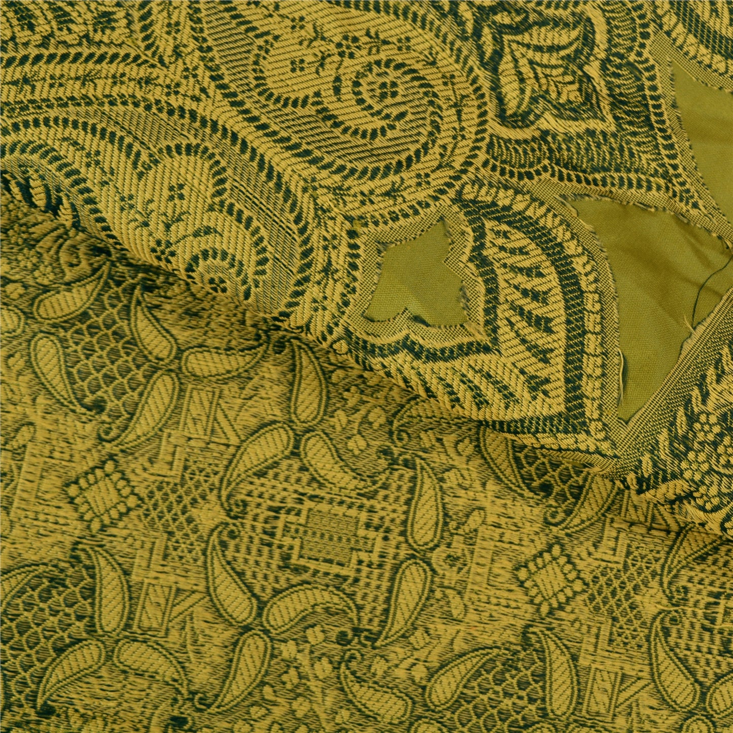 Sanskriti Vintage Green Sarees Art Silk Woven Premium Sari Craft 5 Yard Sustainable Fabric