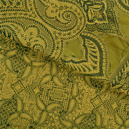 Sanskriti Vintage Green Sarees Art Silk Woven Premium Sari Craft 5 Yard Sustainable Fabric