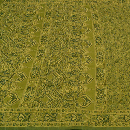 Sanskriti Vintage Green Sarees Art Silk Woven Premium Sari Craft 5 Yard Sustainable Fabric