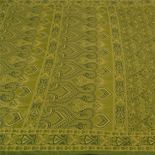 Sanskriti Vintage Green Sarees Art Silk Woven Premium Sari Craft 5 Yard Sustainable Fabric