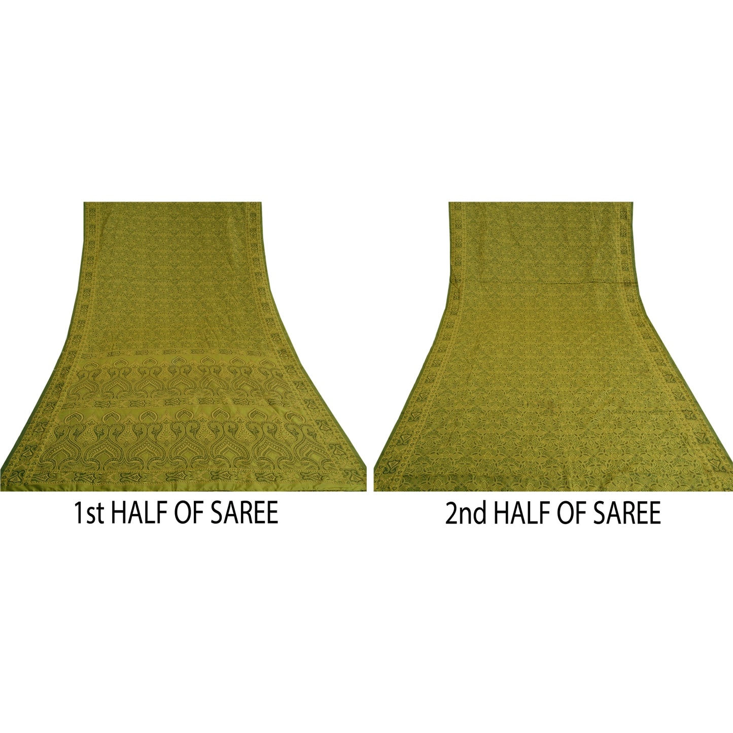 Sanskriti Vintage Green Sarees Art Silk Woven Premium Sari Craft 5 Yard Sustainable Fabric