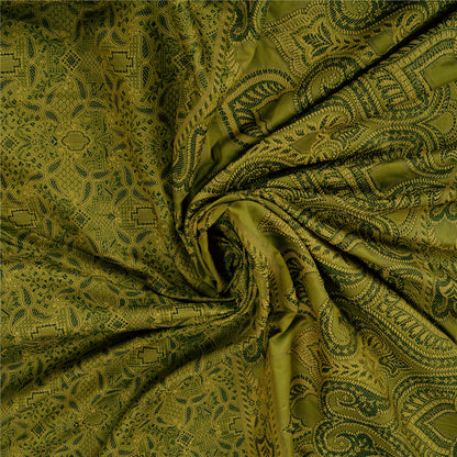 Sanskriti Vintage Green Sarees Art Silk Woven Premium Sari Craft 5 Yard Sustainable Fabric