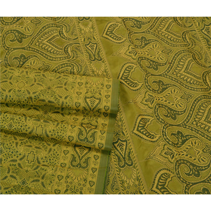 Sanskriti Vintage Green Sarees Art Silk Woven Premium Sari Craft 5 Yard Sustainable Fabric