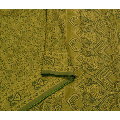 Sanskriti Vintage Green Sarees Art Silk Woven Premium Sari Craft 5 Yard Sustainable Fabric