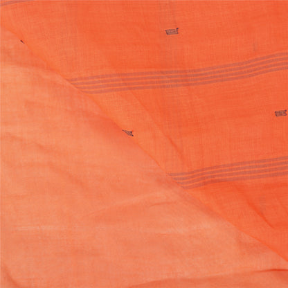 Sanskriti Vintage Peach Sarees 100% Pure Cotton Hand-Woven Tant Sari Sustainable Fabric