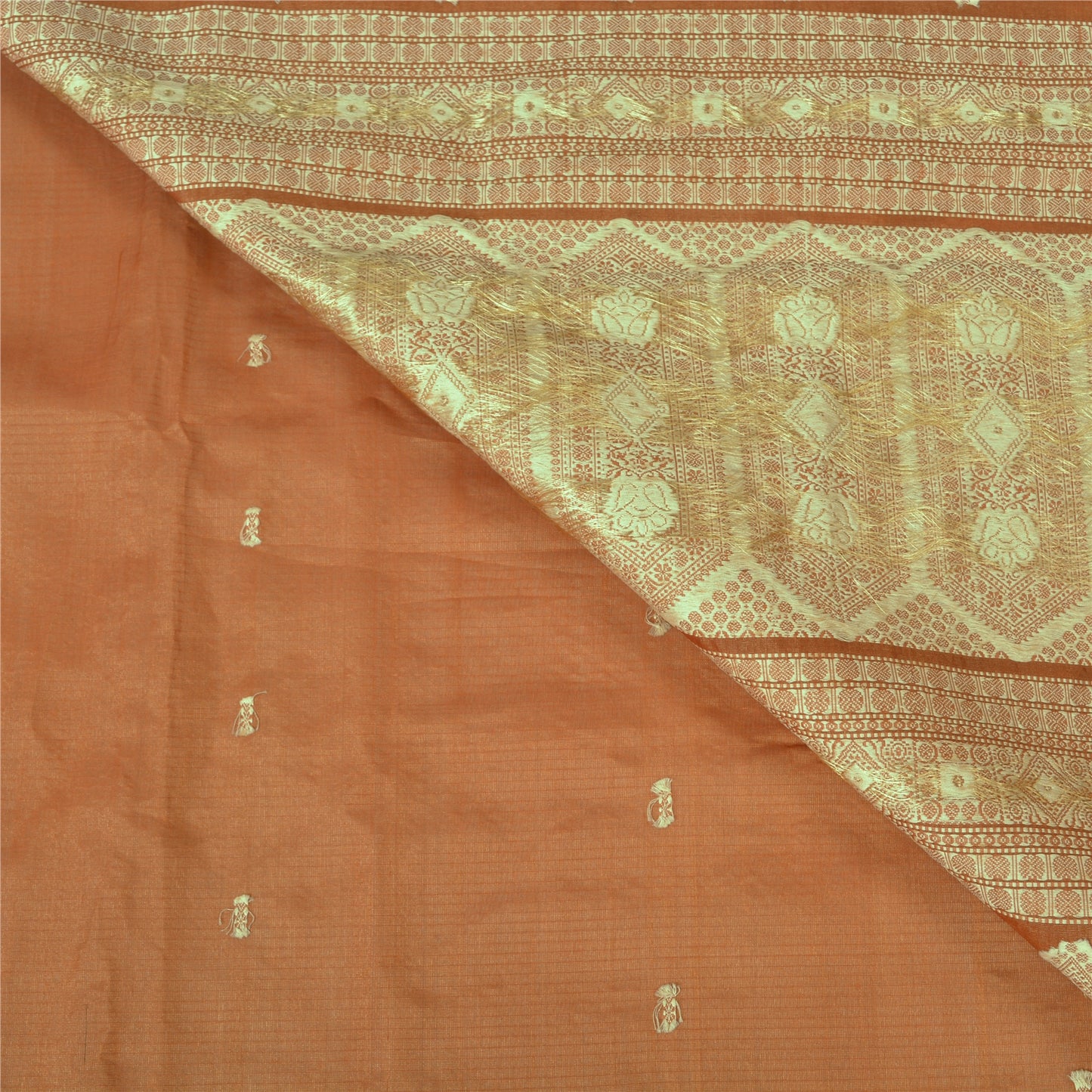 Sanskriti Vintage Brown Sarees 100% Pure Silk Woven Premium Sari Sustainable Fabric
