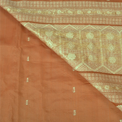 Sanskriti Vintage Brown Sarees 100% Pure Silk Woven Premium Sari Sustainable Fabric