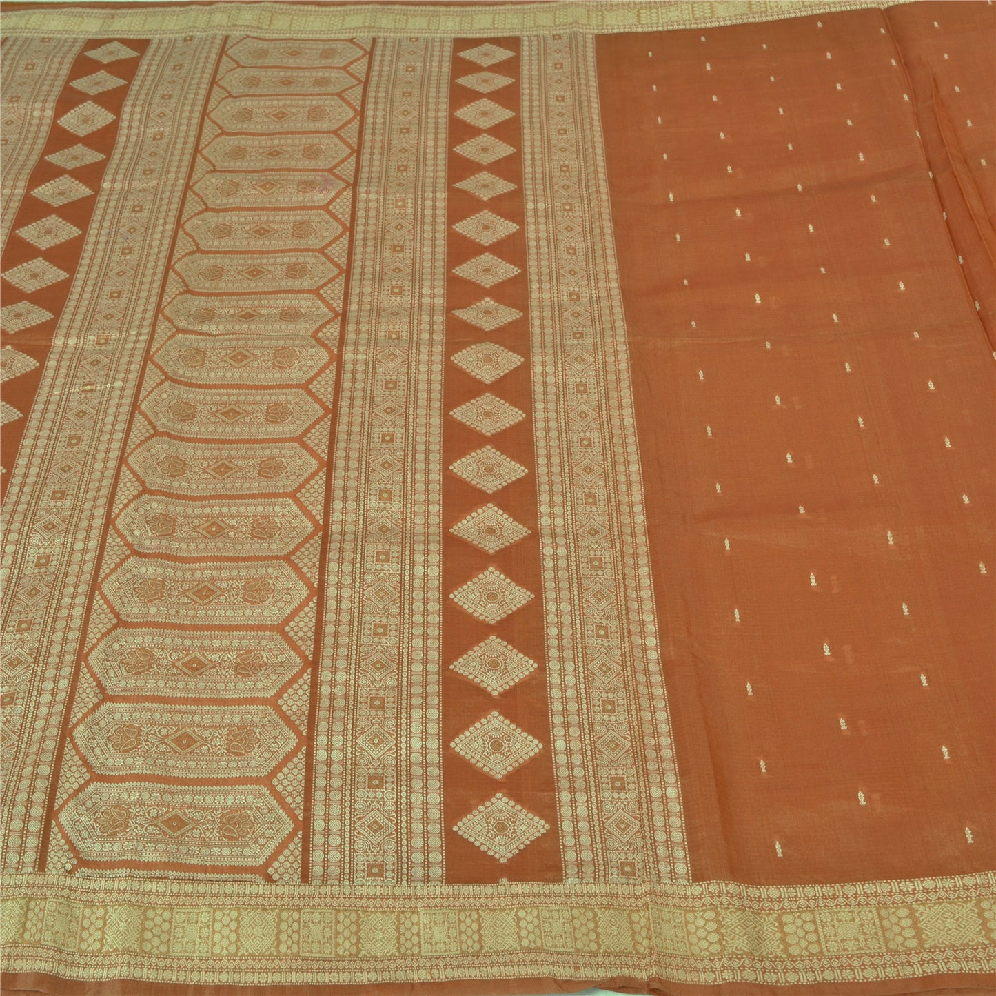 Sanskriti Vintage Brown Sarees 100% Pure Silk Woven Premium Sari Sustainable Fabric