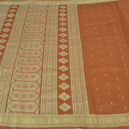Sanskriti Vintage Brown Sarees 100% Pure Silk Woven Premium Sari Sustainable Fabric