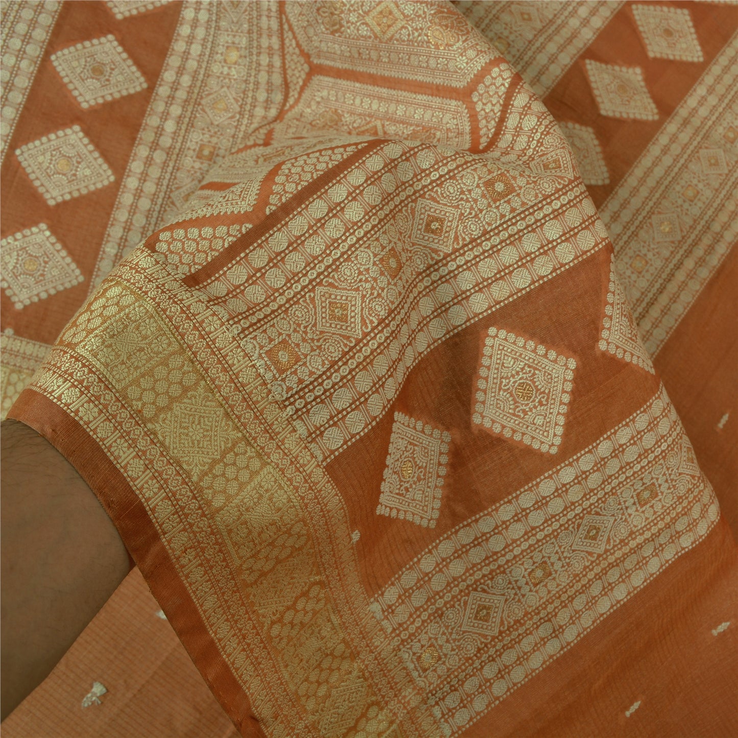 Sanskriti Vintage Brown Sarees 100% Pure Silk Woven Premium Sari Sustainable Fabric