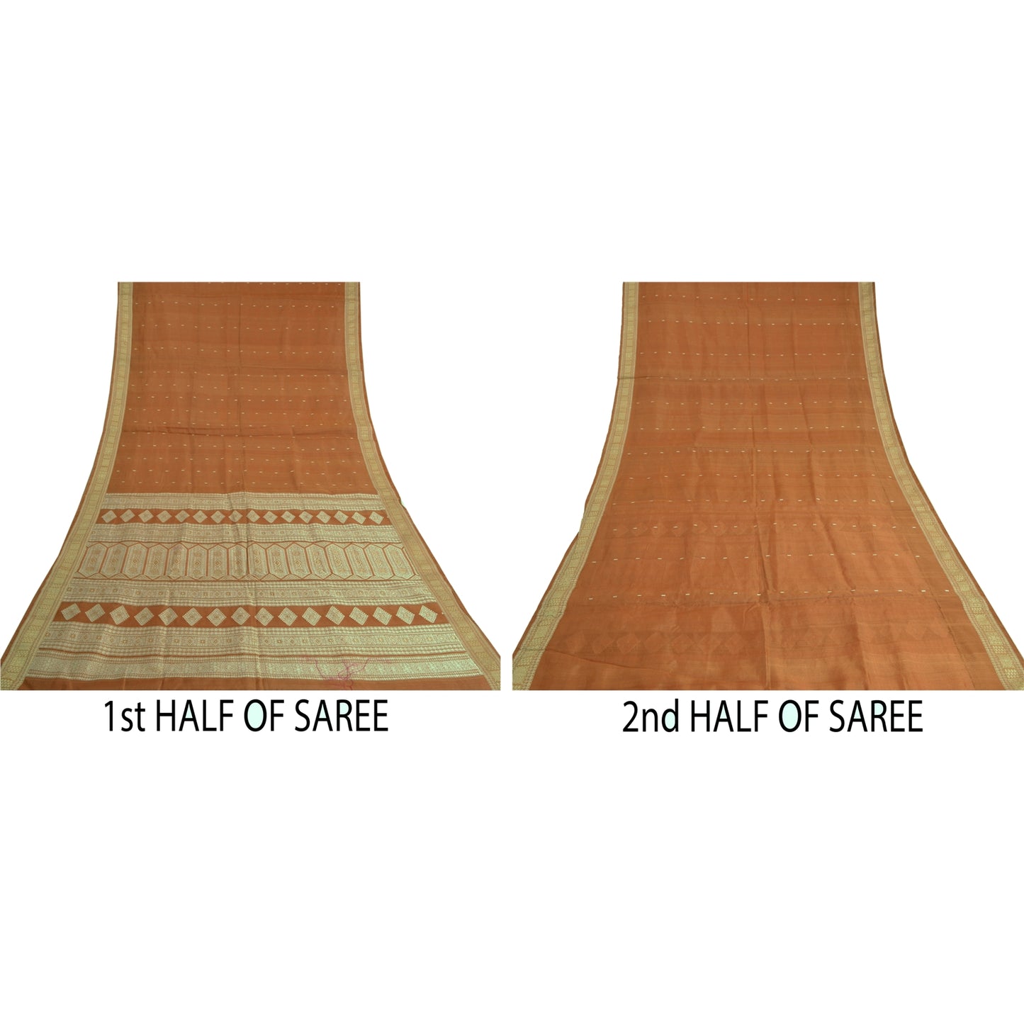 Sanskriti Vintage Brown Sarees 100% Pure Silk Woven Premium Sari Sustainable Fabric