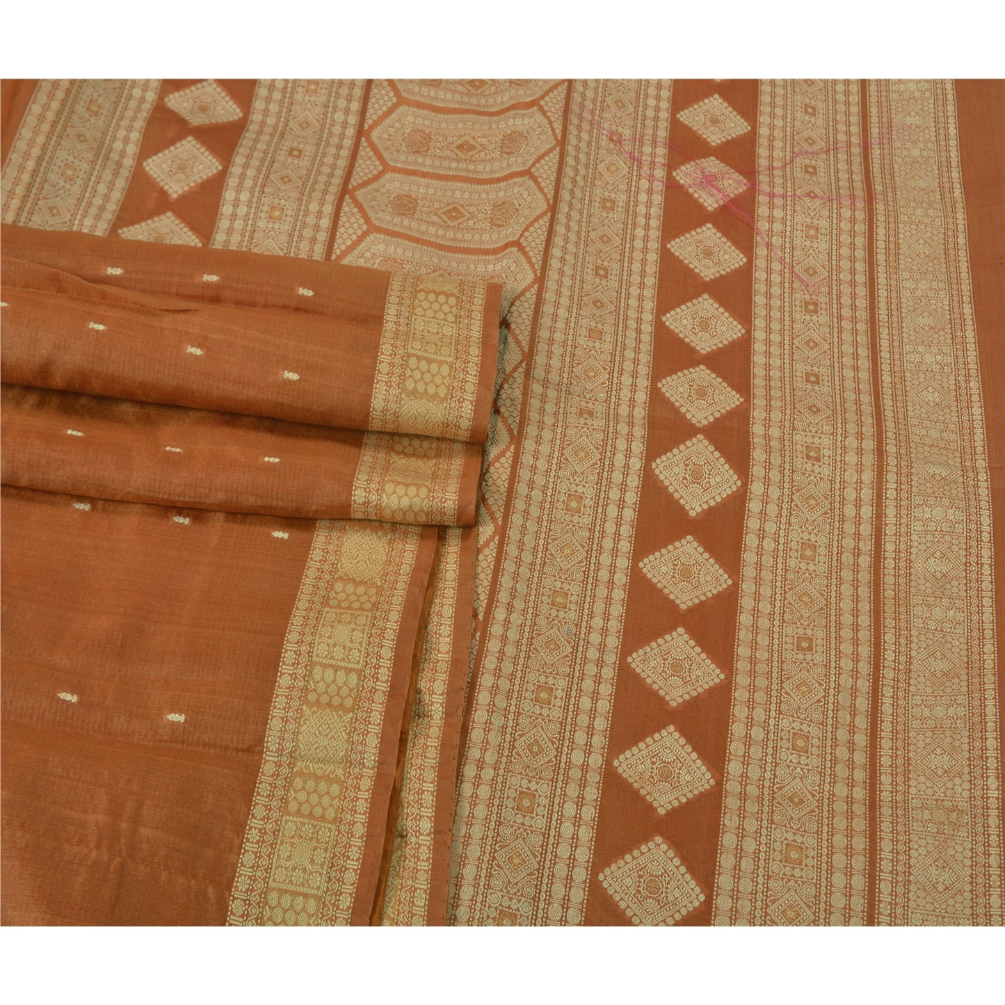 Sanskriti Vintage Brown Sarees 100% Pure Silk Woven Premium Sari Sustainable Fabric