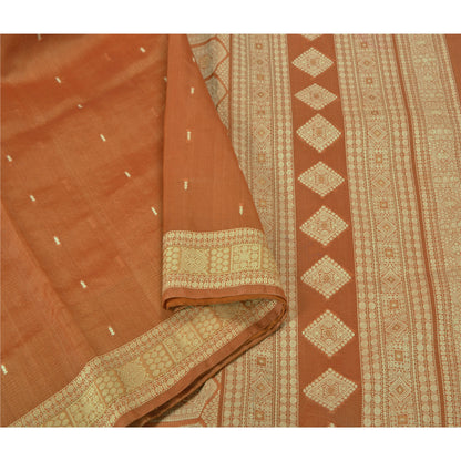 Sanskriti Vintage Brown Sarees 100% Pure Silk Woven Premium Sari Sustainable Fabric
