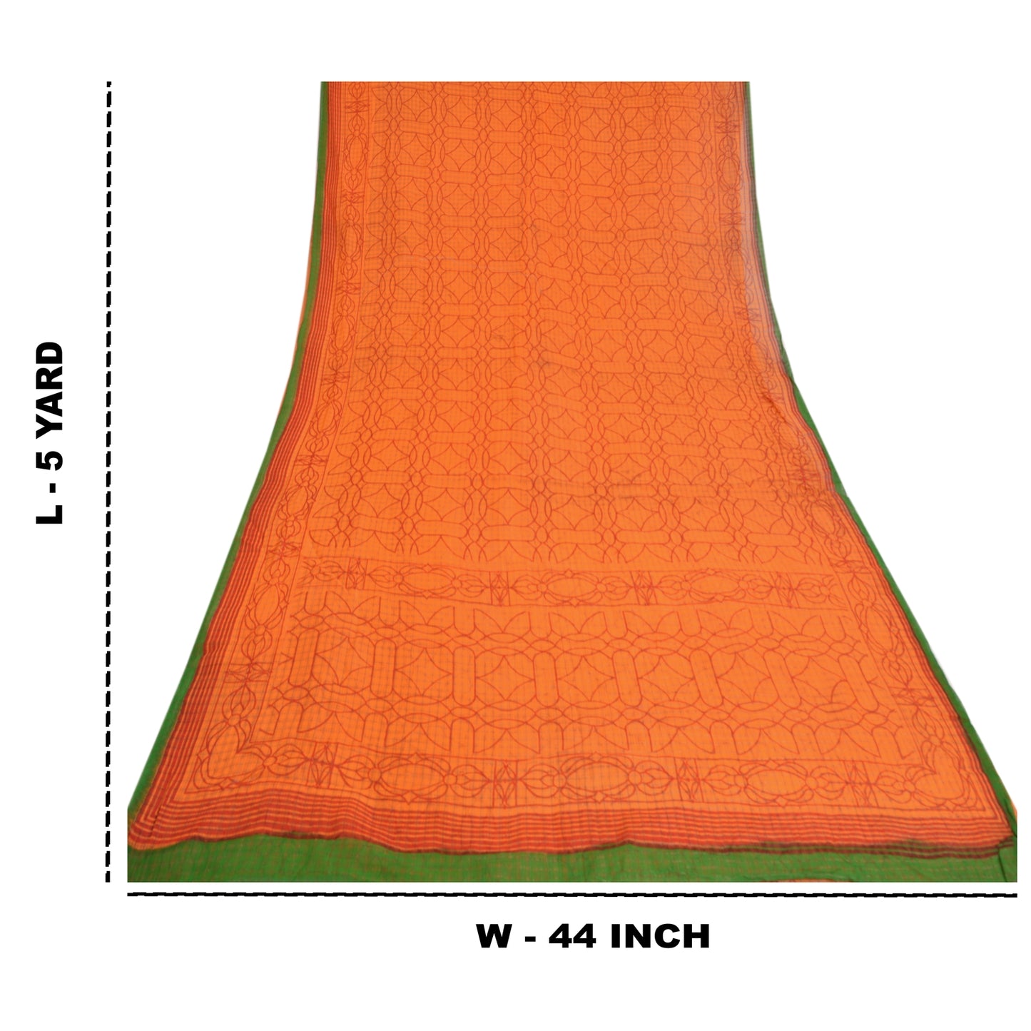 Sanskriti Vintage Orange Sarees Pure Cotton Printed Woven Kota Doria Sari Sustainable Fabric