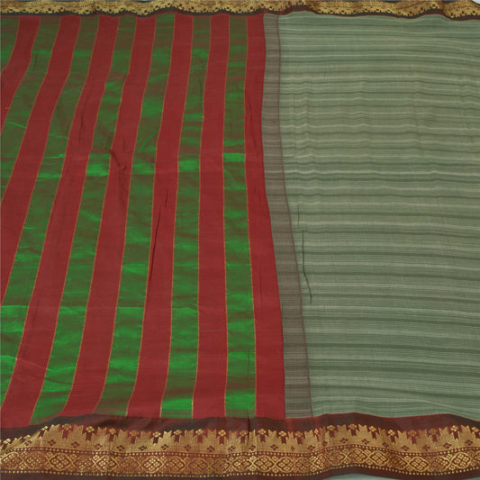 Sanskriti Vintage Indian Sarees Cotton Silk Woven Zari Sari Craft 5 Yard Sustainable Fabric