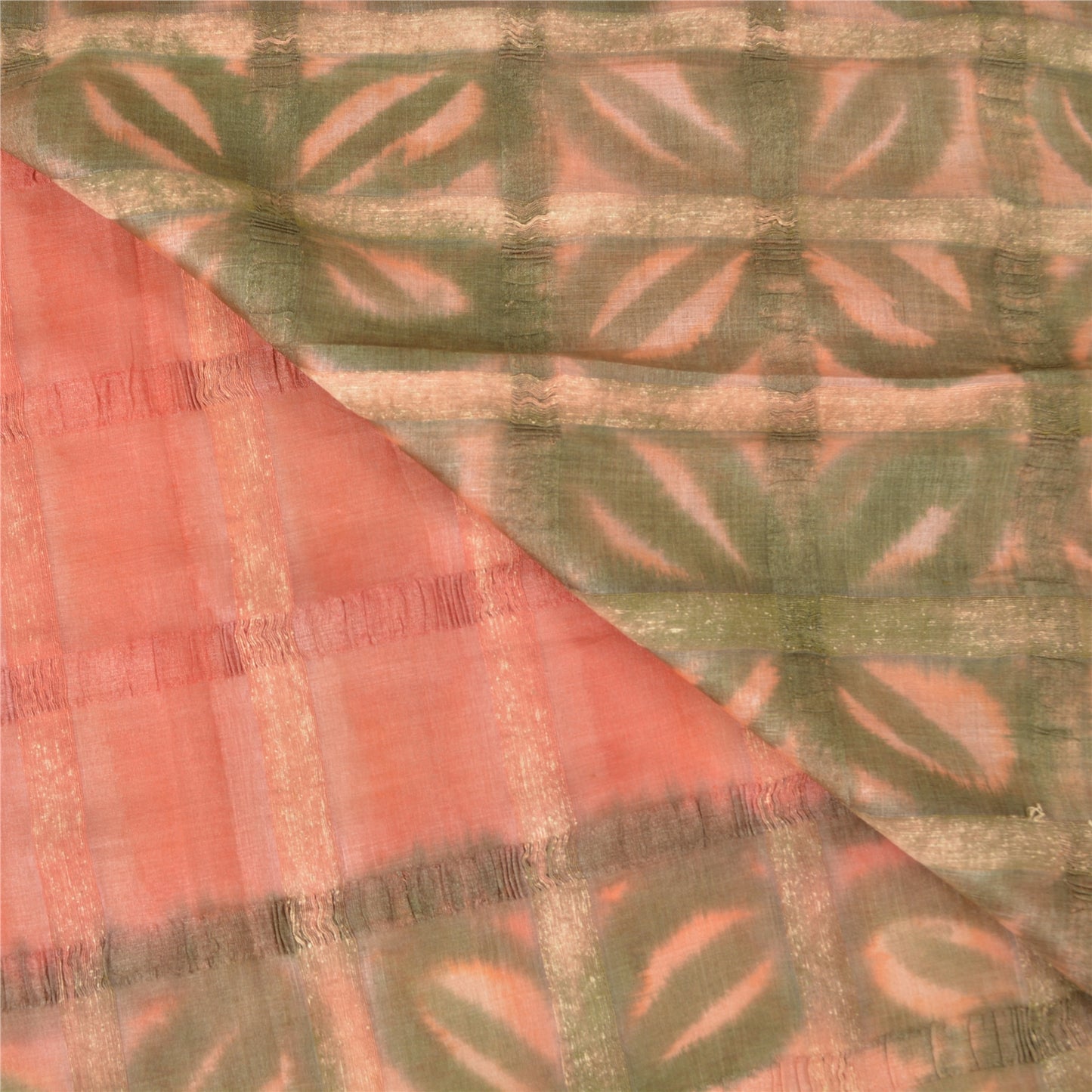 Sanskriti Vintage Pink India Sarees Pure Silk Printed Woven Premium Sari Sustainable Fabric