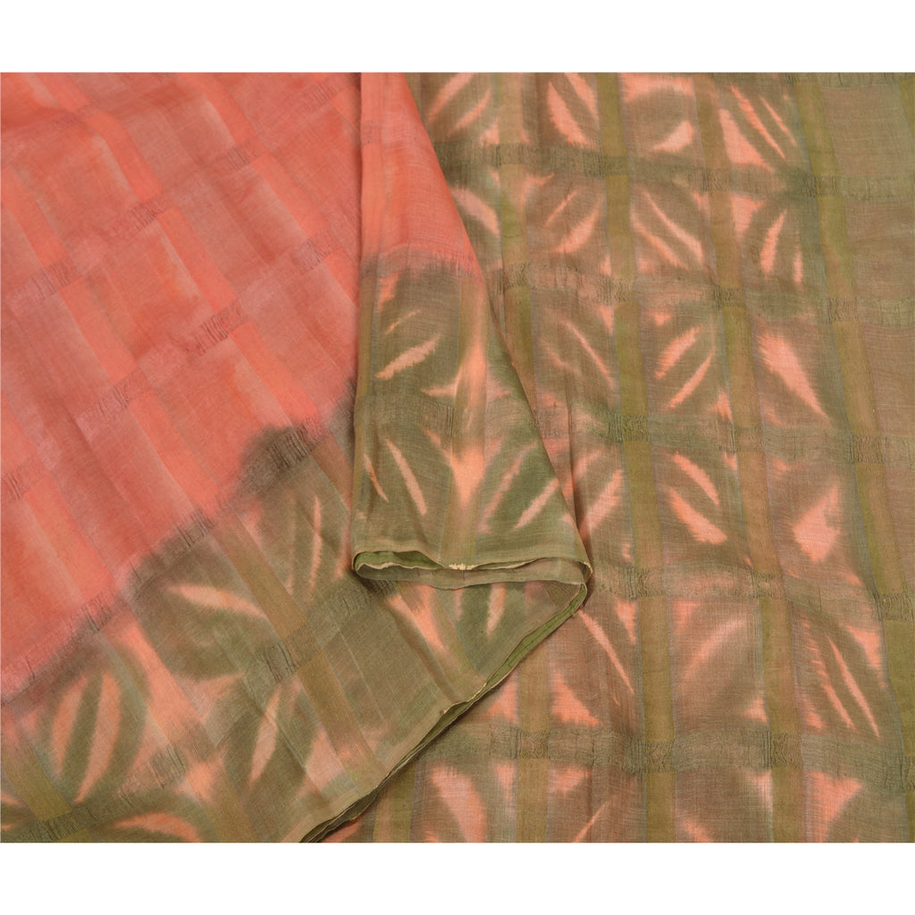 Sanskriti Vintage Pink India Sarees Pure Silk Printed Woven Premium Sari Sustainable Fabric