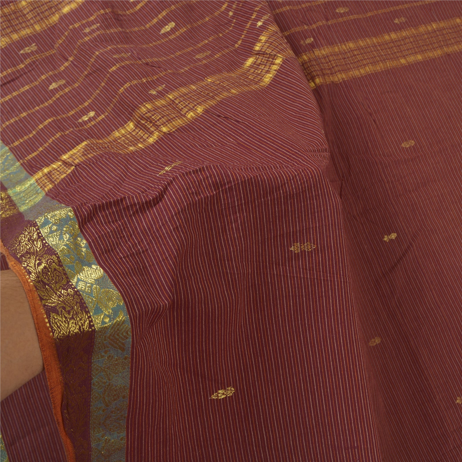 Sanskriti Vintage Mørkerøde Sarier Ren Bomuld Vævet Ilkal Premium Sari Bæredygtigt Stof