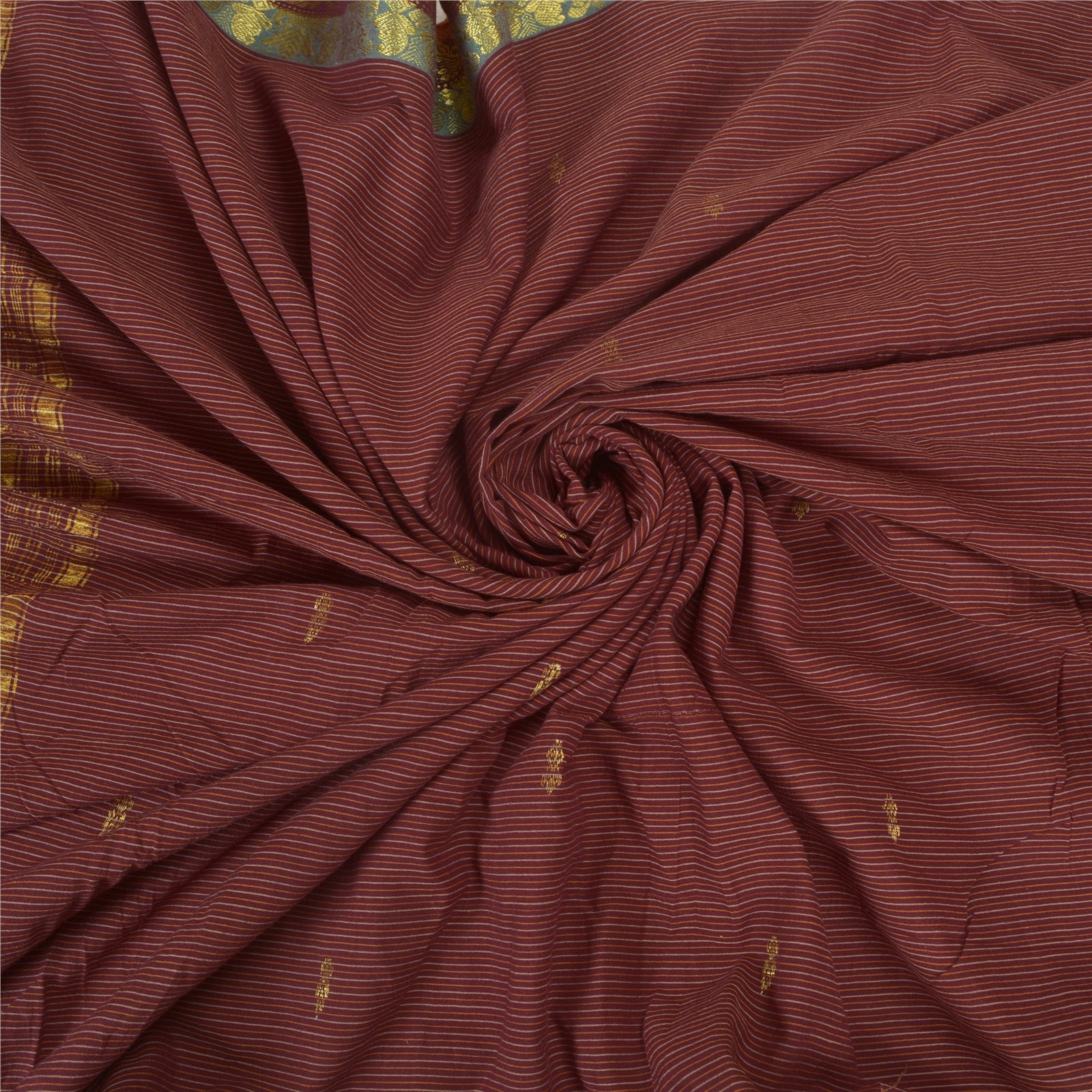 Sanskriti Vintage Mørkerøde Sarier Ren Bomuld Vævet Ilkal Premium Sari Bæredygtigt Stof