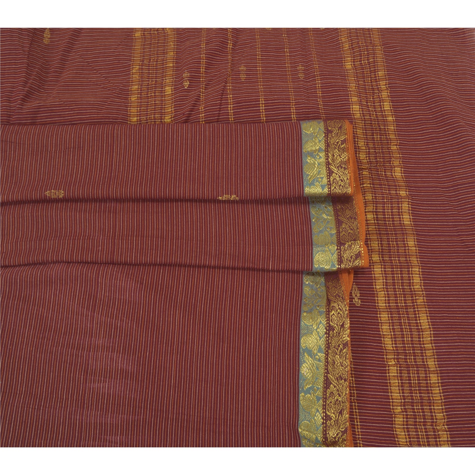 Sanskriti Vintage Mørkerøde Sarier Ren Bomuld Vævet Ilkal Premium Sari Bæredygtigt Stof