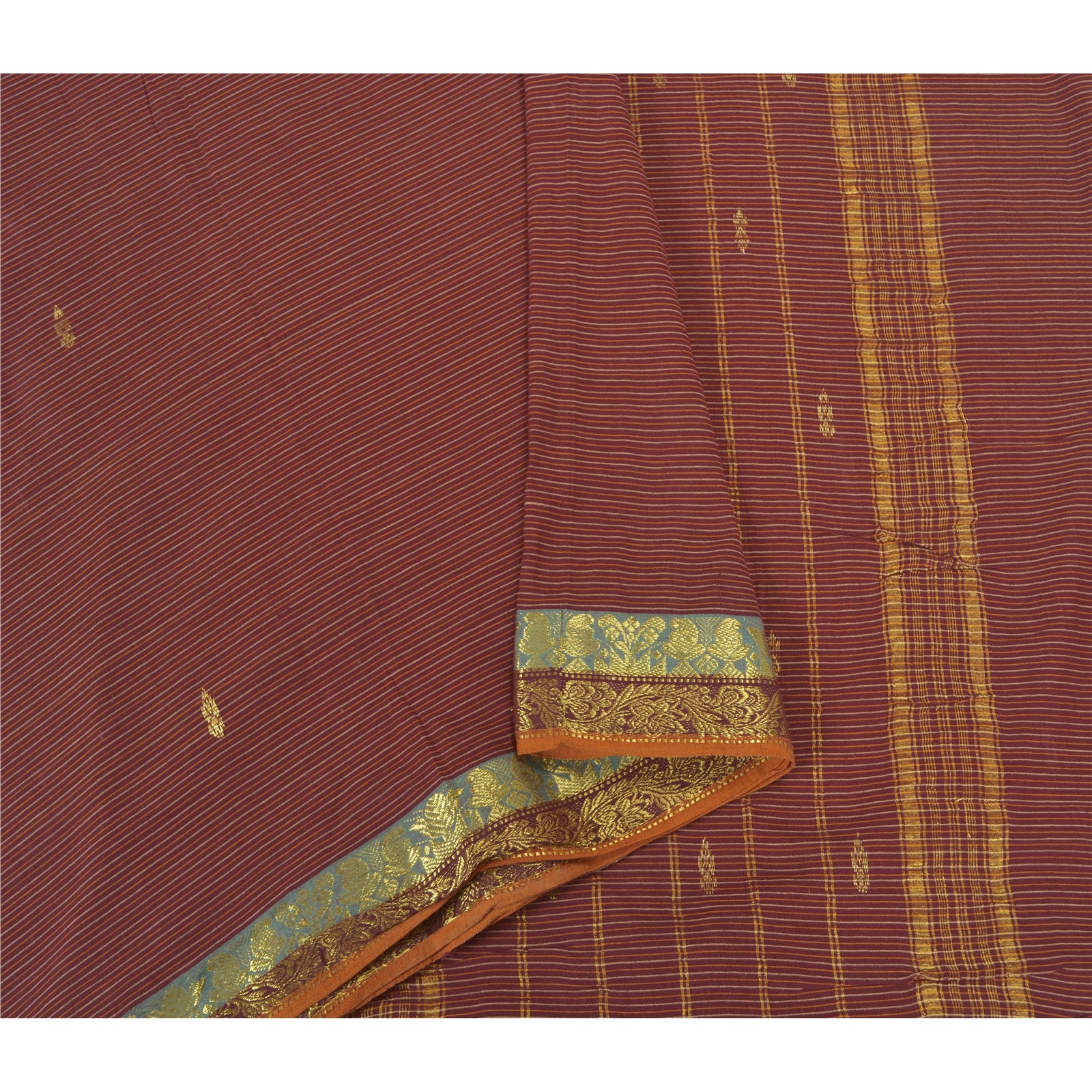 Sanskriti Vintage Mørkerøde Sarier Ren Bomuld Vævet Ilkal Premium Sari Bæredygtigt Stof