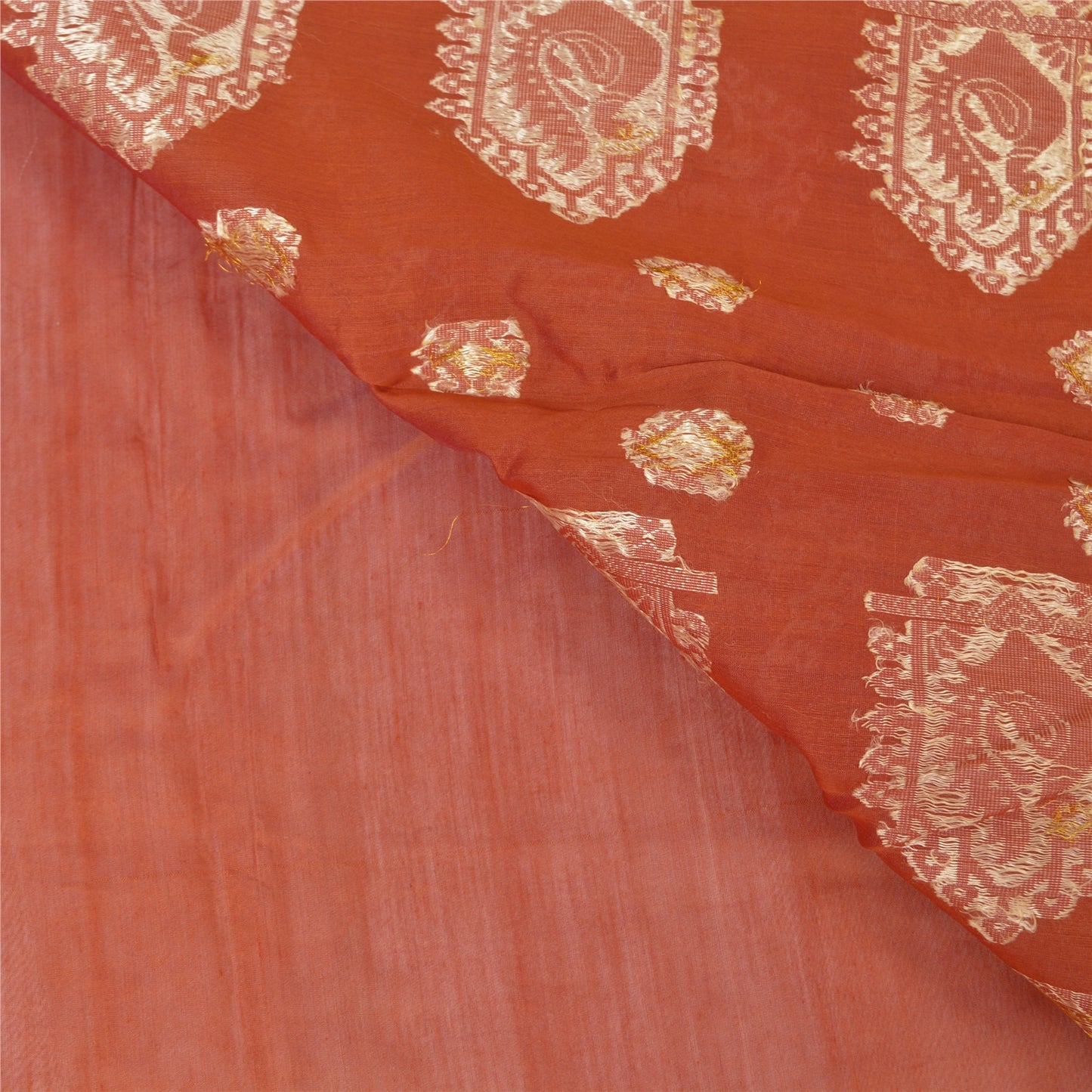 Сари Sanskriti Vintage Orange, 100% чистый шелк, ручная работа, премиальная ткань для сари из экологически чистой ткани