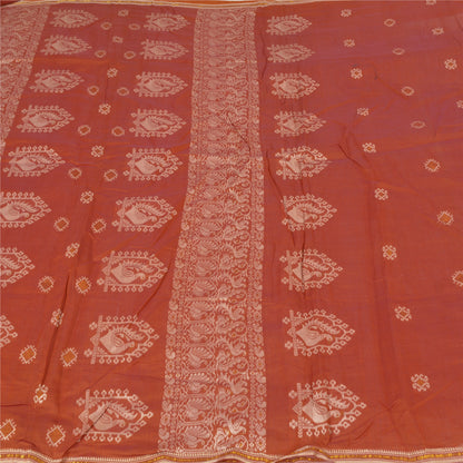 Сари Sanskriti Vintage Orange, 100% чистый шелк, ручная работа, премиальная ткань для сари из экологически чистой ткани