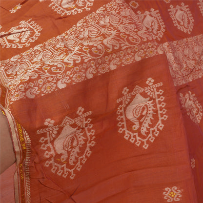 Сари Sanskriti Vintage Orange, 100% чистый шелк, ручная работа, премиальная ткань для сари из экологически чистой ткани