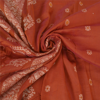 Сари Sanskriti Vintage Orange, 100% чистый шелк, ручная работа, премиальная ткань для сари из экологически чистой ткани