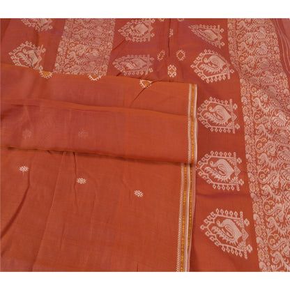 Сари Sanskriti Vintage Orange, 100% чистый шелк, ручная работа, премиальная ткань для сари из экологически чистой ткани