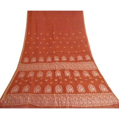 Сари Sanskriti Vintage Orange, 100% чистый шелк, ручная работа, премиальная ткань для сари из экологически чистой ткани
