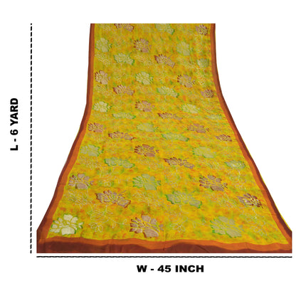 Sanskriti Vintage Bollywood Sarees Pure Georgette Silk Embroidered Sari Sustainable Fabric