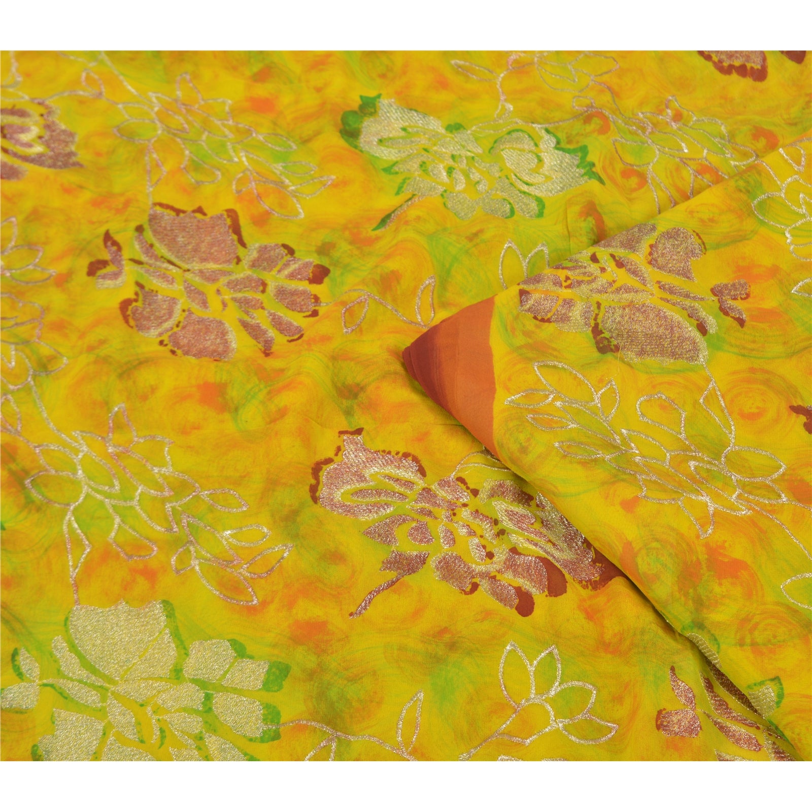 Sanskriti Vintage Bollywood Sarees Ren Georgette Silke Broderet Sari Bæredygtigt Stof