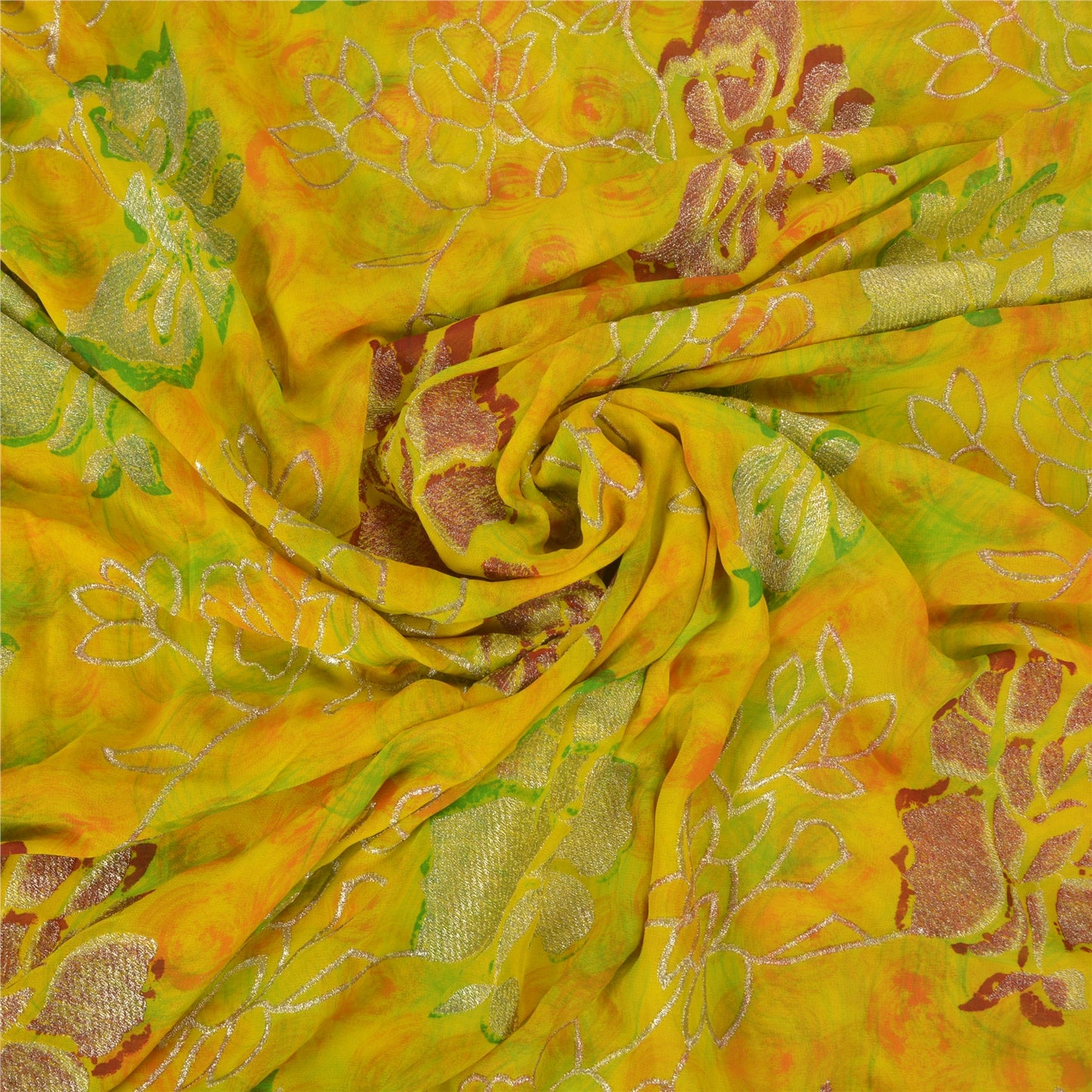 Sanskriti Vintage Bollywood Sarees Pure Georgette Silk Embroidered Sari Sustainable Fabric