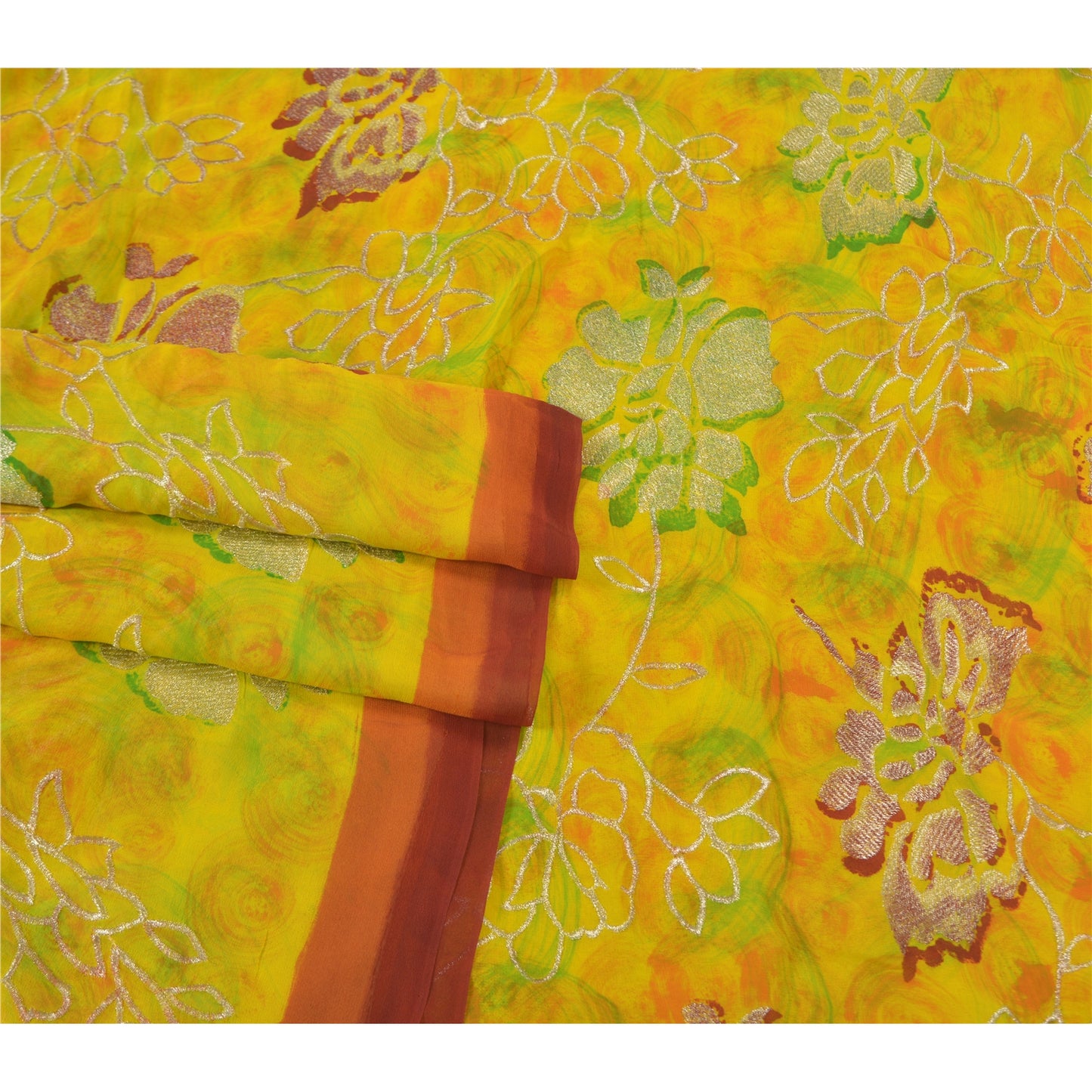 Sanskriti Vintage Bollywood Sarees Pure Georgette Silk Embroidered Sari Sustainable Fabric