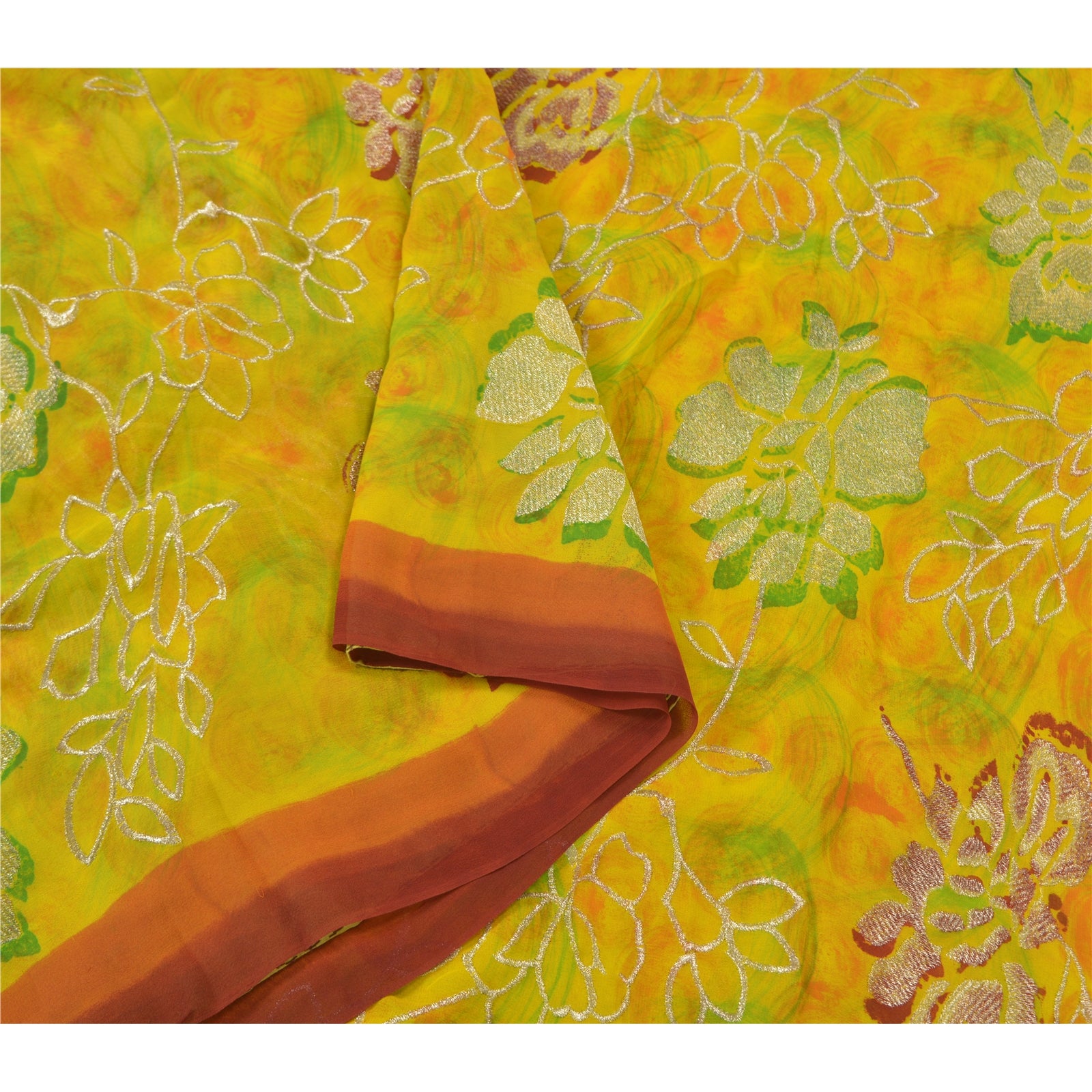 Sanskriti Vintage Bollywood Sarees Ren Georgette Silke Broderet Sari Bæredygtigt Stof