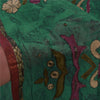 Санскритские винтажные зеленые сари из смеси жоржета, расшитые вручную бисером, этническое сари, устойчивая ткань