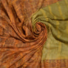 Sanskriti Vintage Green Indian Sarees 100% Pure Silk Printed Sari Craft Sustainable Fabric