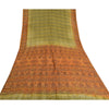 Sanskriti Vintage Green Indian Sarees 100% Pure Silk Printed Sari Craft Sustainable Fabric