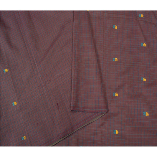 Sanskriti Vintage Purple Sarees Blend Cotton Embroidered Woven Sari Craft Sustainable Fabric