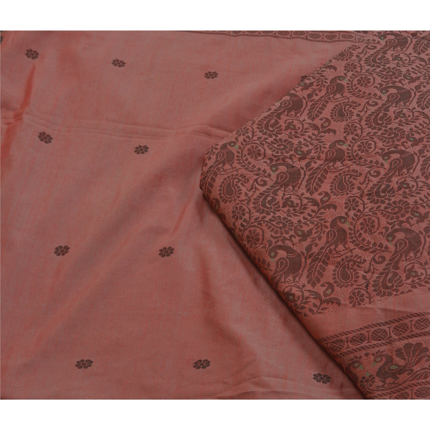 Sanskriti Vintage Pink Sarees Blend Silk Woven Peacock Premium Sari Sustainable Fabric