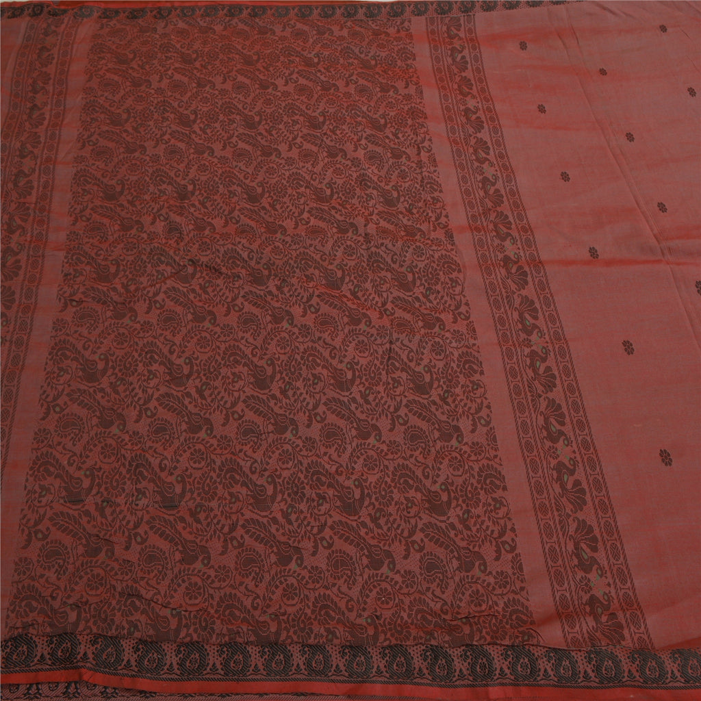 Sanskriti Vintage Pink Sarees Blend Silk Woven Peacock Premium Sari Sustainable Fabric
