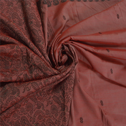 Sanskriti Vintage Pink Sarees Blend Silk Woven Peacock Premium Sari Sustainable Fabric