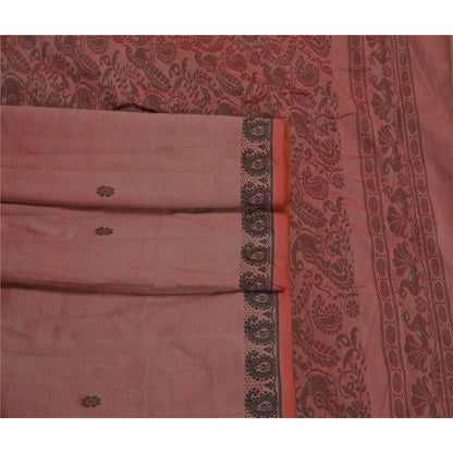 Sanskriti Vintage Pink Sarees Blend Silk Woven Peacock Premium Sari Sustainable Fabric