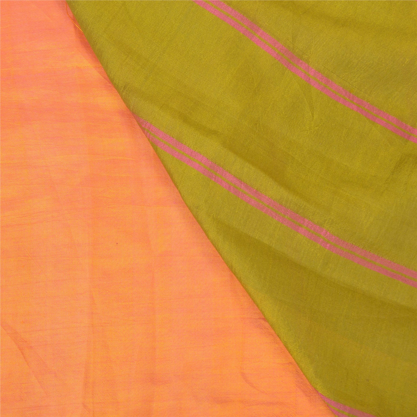 Sanskriti Vintage Peach Indian Sarees Cotton Silk Woven Sari Craft 5 Yard Sustainable Fabric